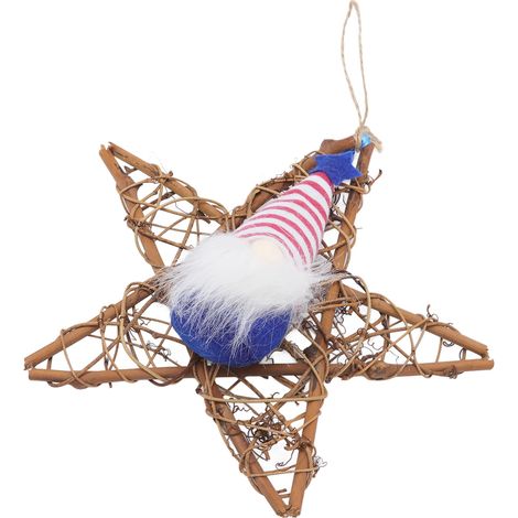 Décoration murale type D : guirlande décorative pour la fête nationale américaine du 4 juillet, poupée sans visage, pendentif pentagramme en rotin (type D).