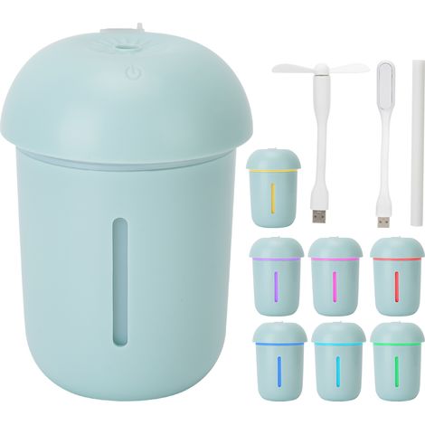 Diffuseur d'humidité 200ml USB, aromathérapie à huile essentielle, brumisateur champignon bleu ioniseur négatif portable (1/5)