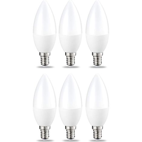 Petite ampoule bougie LED E14 avec culot à vis, 5W ,CRI80, blanc chaud, dimmable - Lot de 6 (1/3)