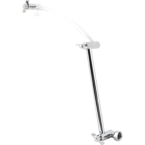 Prolunga per soffione doccia in acciaio inox con 2 giunti di bloccaggio, resistente e regolabile, cromata, 48 cm tubo dritto da 23 cm. (1/3)