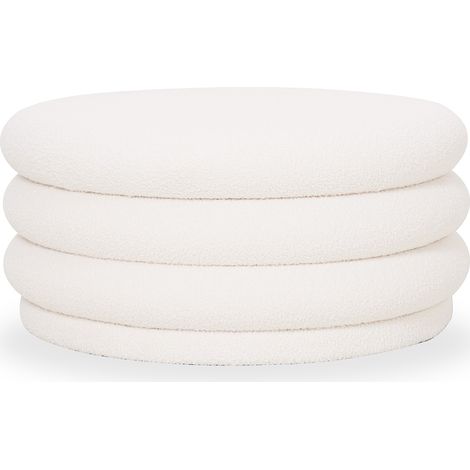 Ottoman Moderne Avec Rangement Rembourré En Tissu Bouclé Multifonction Comme Table Basse - Dass Blanc (1/5)