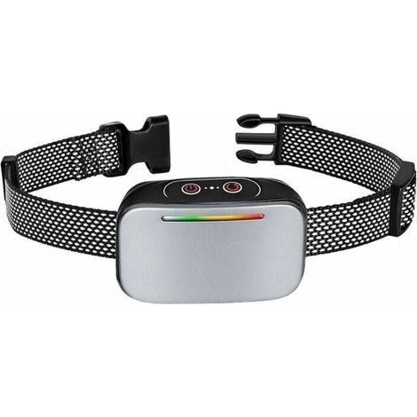 Automatic Anti-Bark Collar Silver for Dogs, Smart Anti-Bark Control, Rechargeable, Static Shock, Vibration and Sound Mode, IP67 Waterproof, LED Indicator (1/4)