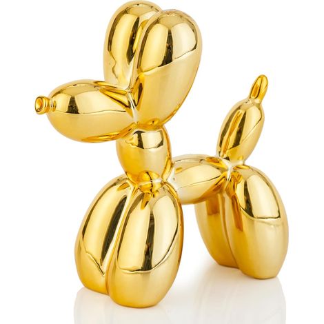 Statue chien en ballon éclectique Décoration 10,2 cm - doré petit de bureau, sculpture animal en ballon galvanisé, brillant décor d'étagère (1/5)