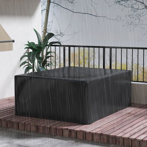 Funda protectora para muebles de jardín, resistente al invierno, impermeable, con protección UV, 235 x 190 x 90 cm, color negro. (1/5)