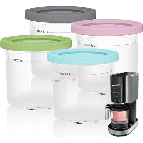 Lot de 4 Récipients à Crème Glacée avec Couvercles, pour Ninja Sorbetières NC301 NC300 NC299AMZ CN305A CN301CO Série, Sans BPA Et Lave-Vaisselle (1/5)