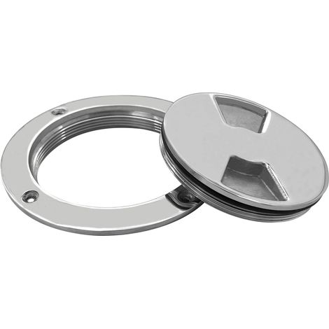 Two models of round deck hatch covers with a 10 cm diameter are available. Please specify "ship and yacht fittings, stainless steel 316, with eyelets" when ordering.
