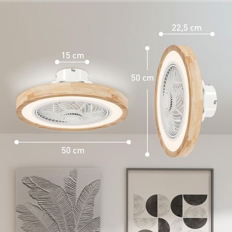 Ventilateur de plafond avec éclairage et télécommande, 6 vitesses, luminosité réglable, moteur silencieux, marron clair (1/5)