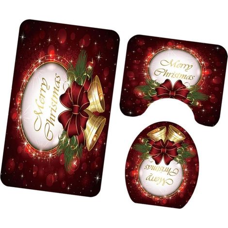 Tapis De Salle De Bain Ensemble Motif De Noël Cartoon Tapis Antidérapant pour WC Et Couverture De Siège Confort Et Absorption Optimale pour Maison Et Hôtel (1/5)