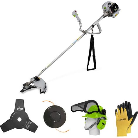 Débroussailleuse thermique 43Cm3 + Casque de sécurité anti-bruit + Gants de protection VITO