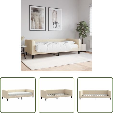 Schlafsofa - Tagesbett mit Matratze Creme 90x200 cm Stoff (1/5)