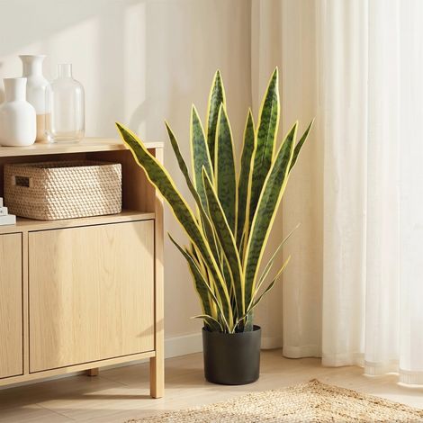 Plante sansevieria artificielle, grande taille (77 cm), plante artificielle en pot pour salon, cadeau (1/4)