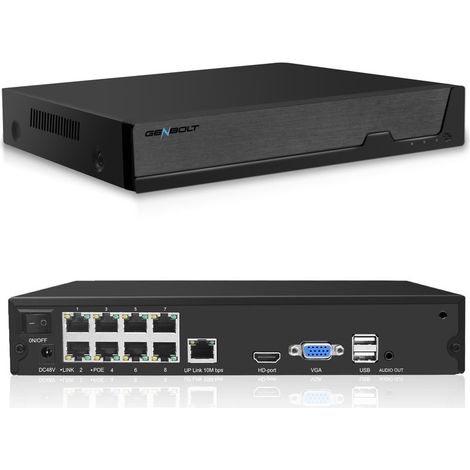 GENBOLT NVR PoE 4K, Système d'enregistrement vidéo réseau pour caméra de sécurité 10 canaux, Prend en Charge Les caméras IP PoE HD 8MP/5MP/4MP/1080P, Enregistrement de Surveillance 24h/7 (Non HDD) (1/5)