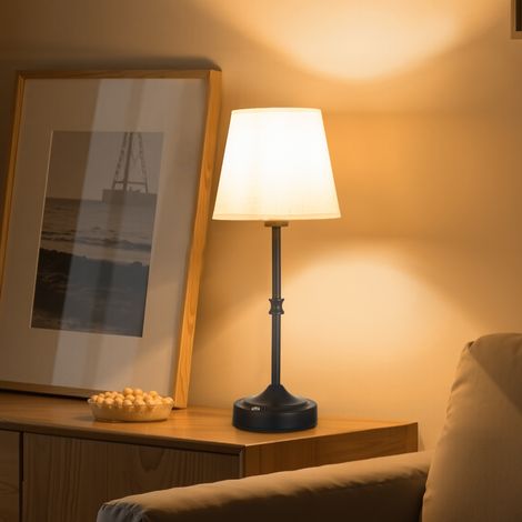 VEVOR Lampada da Tavolo Senza Fili con Paralume in Tessuto Batteria Ricaricabile Integrata da 5200 mAh, Lampada da Scrivania 16 x 16 x 40 cm Dimmerabile 3 Livelli per Camera da Letto, Nero (1/5)