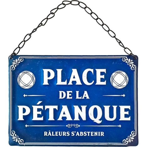 Plaque métallique Place de la Pétanque 20 cm