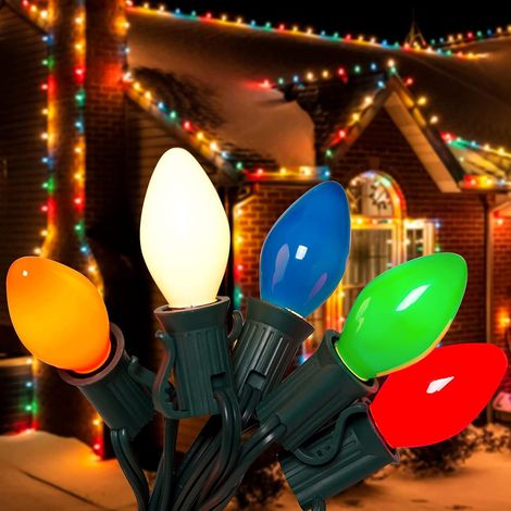 Luces navideñas LED C7, 7,6 m, multicolor. (1/5)