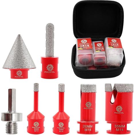Fliesenbohrer Diamant Set 7 M14 Porzellan Keramik Marmor KIT9 (1/5)