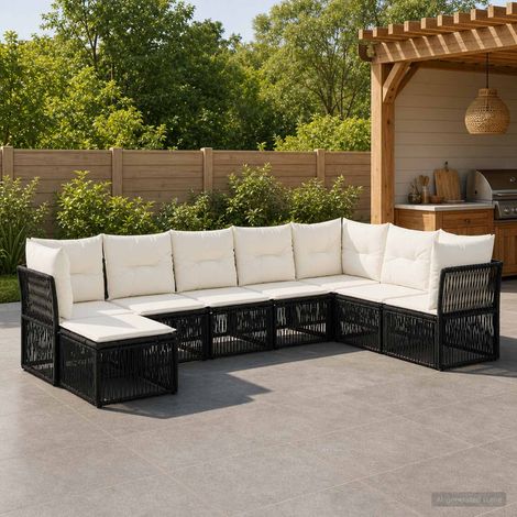 vidaXL Ensemble de canapé de jardin 8 pcs Noir polyrotin (1/5)