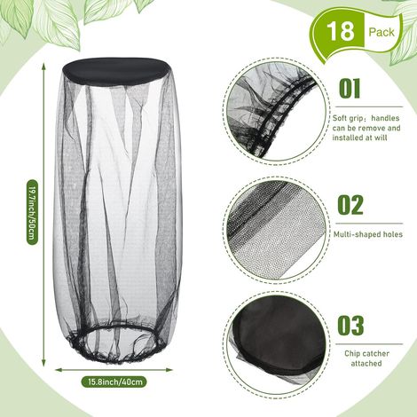 Mosquitera para la cabeza de 18 piezas - Malla antimosquitos negra - Protección para la cara y el cuello - Capucha antimosquitos portátil - Red de protección contra insectos - 18 piezas (1/5)