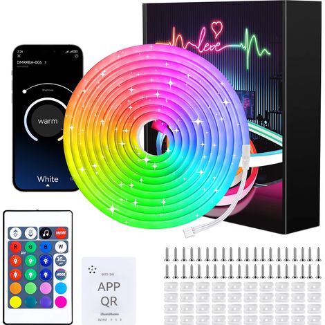 (30M) Guirlande lumineuse néon, bande lumineuse flexible, télécommande, étanche, convient pour la décoration intérieure, les fêtes, etc. (1/5)