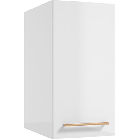Bad Hängeschrank mit Metallgriff in kupfer, 45 cm tief, in weiß Hochglanz MESSINA-107, B/H/T: ca. 30/60/45 cm (1/4)