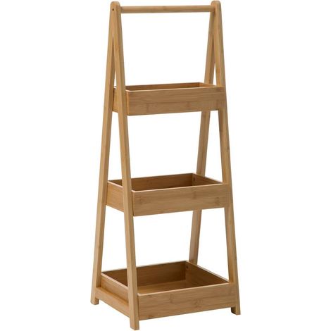 5Five Simply Smart – Étagère de rangement en bambou 3 niveaux H 78 cm – Dimensions compactes 30 x 25,5 cm – Légère et facile à déplacer – Pour salle de bain et cuisine (1/10)