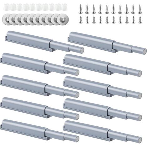 10pcs Amortisseurs de porte d'armoire à pousser gris Système d'ouverture à pousser avec amortisseur Amortisseur de porte de cuisine Armoire de placard pour fermeture amortie (1/5)