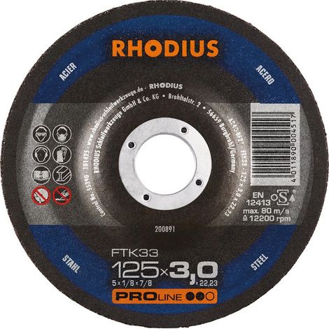 Disco de corte FTK33 125 x 3,0mm acodado Rhodius
