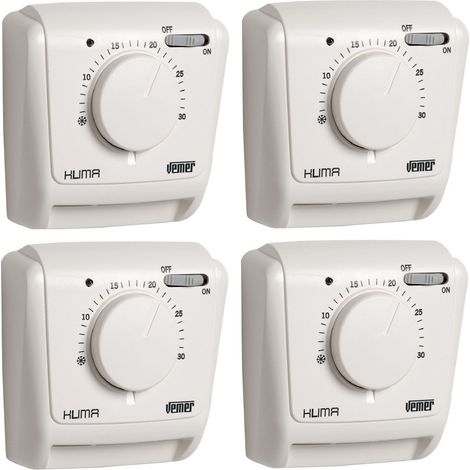 Multipack da 4 termostati klima meccanici da parete vemer ve021200 colore bianco
