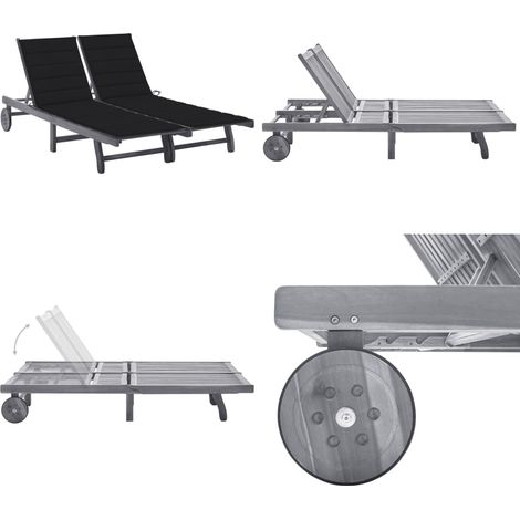 2-Personen-Sonnenliege mit Auflage Grau Akazie Massivholz - Holz-Sonnenliege - Gartenliege - Akazienholzsitzgelegenheit - Lounge Chair - Sonnenbad Liege - Home & Living (1/5)