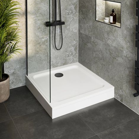 900 x 900mm Easy Plumb Square Shower Tray for Enclosure with Black Waste (1/3)