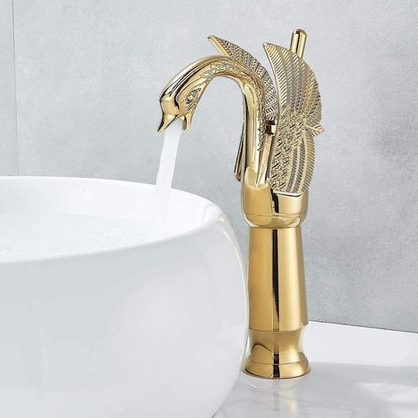 Robinet de salle de bain en laiton massif doré, mitigeur de lavabo, robinet de lavabo sur plage. (1/5)