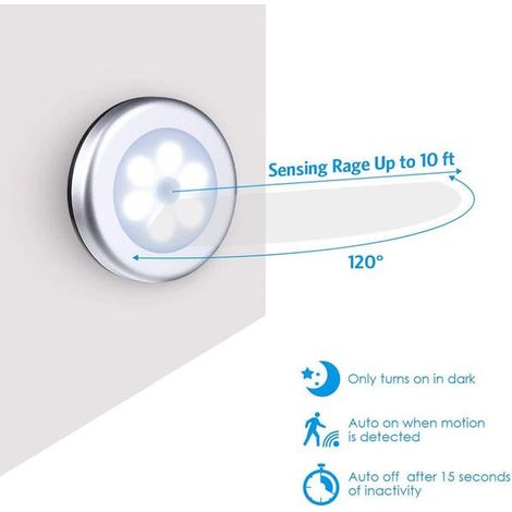 Illuminazione con sensore di movimento, luce notturna a LED a batteria, illuminazione per gradini, illuminazione per ripostigli delle scale, illuminazione sotto il pavimento (luce calda) (1/4)
