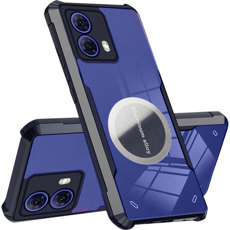 Étui pour Motorola Moto G85, avec plaque magnétique, transparent/noir (1/5)