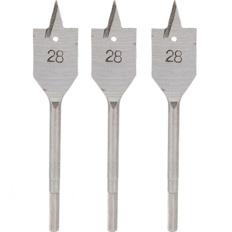 Jeu de forets plats pour le bois, 3 pièces, en acier à haute teneur en carbone, outils de perçage de trous pour le travail du bois, 28mm