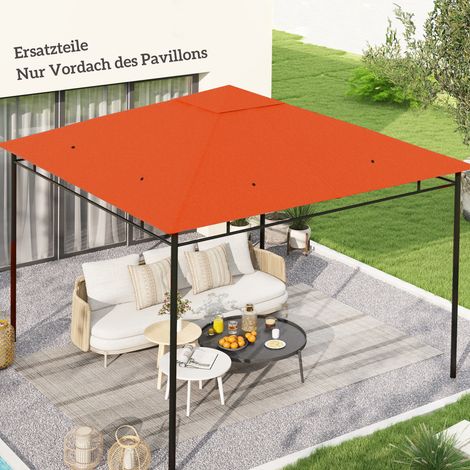 Toiture de remplacement pour pavillon de jardin. polyester. 2.98 x 2.95 m. orange