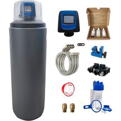 Adoucisseur D'eau Tactile 20l Fleck 5800 Xtr Fabriqué En France Avec Kit D'installation Complet
