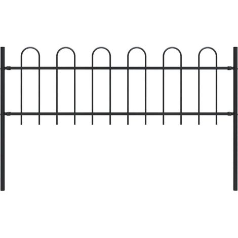 Valla de jardín BOXTEL con aro superior de acero, 170x60 cm, negro vidaXL (1/5)
