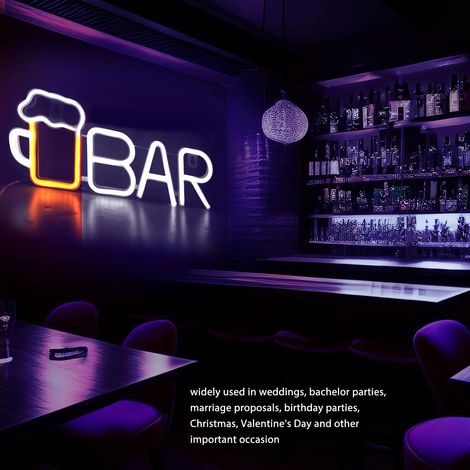 LED-Neon-Barschild mit USB-/Batteriebetrieb, Weiß