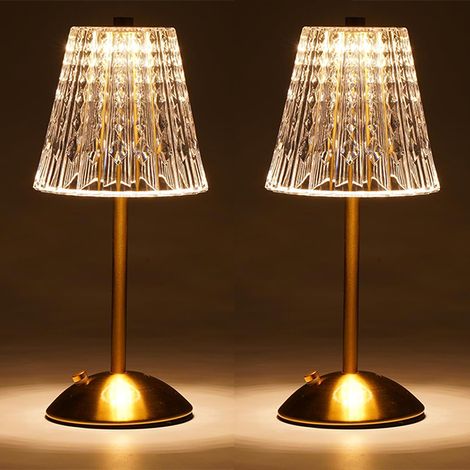 × lumières sans fil lampe de bureau tactile à intensité variable 3 couleurs veilleuse lumière LED petite rechargeable Or Dorée (1/5)