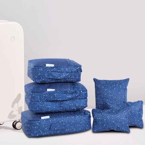 6 wasserdichte Reise-Kleideraufbewahrungsbeutel, Gepäckorganizer, Reise-Packbeutel (Marineblau) (1/5)