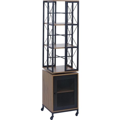 [NEUWERTIG] Bücherregal HHG-630, Standregal Drehregal, Rollen drehbar Tür, Metall Industrial Melamin MVG 162x40x42cm braun