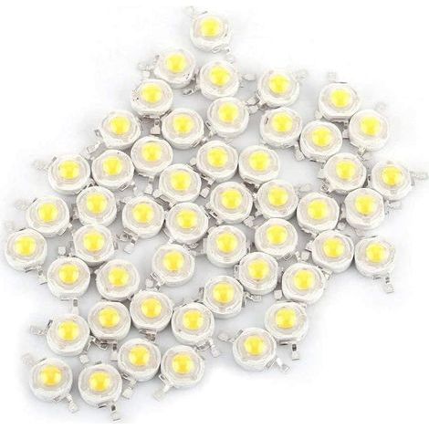 Puce Led 100 Pièces Haute Puissance 3 Watt Intensité Super Brillante Composants de L'émetteur de Lumière SMD Diode Ampoule Lampe Perle (White 6000-6500K) (1/5)
