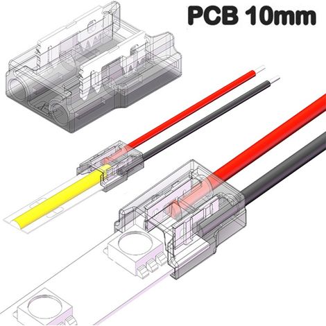 Connettore Rapido per LED COB e SMD Monocolore a 2 pin da Striscia a Cavo  10mm