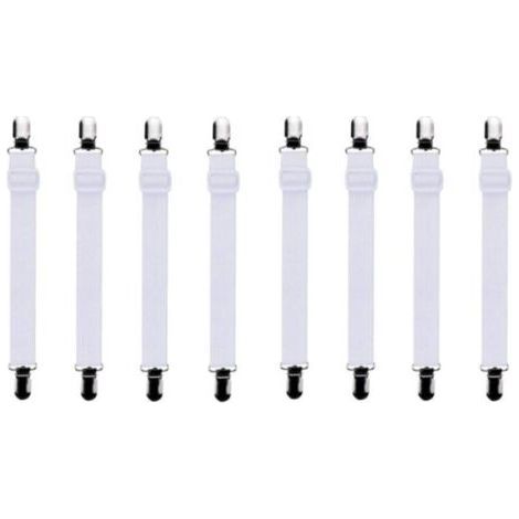 8Pcs【50-180cm】Adjustable Fitted Sheet Tensioner,Retaining Tensioners,Suitable for All Beds and Mattresses(White) (1/4)