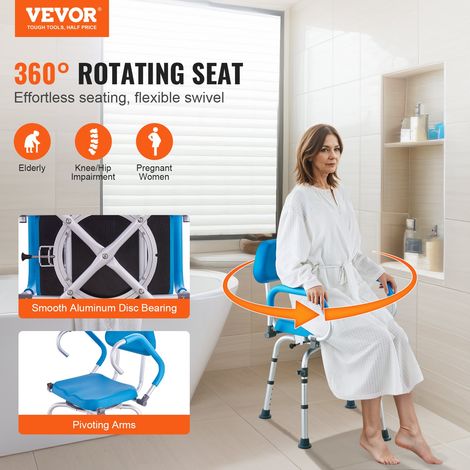 Chaise de Douche Pivotante à 360°, Siège de Douche Réglable avec Bras Pivotants, Siège de Baignoire Rotatif Antidérapant, Capacité… (1/5)