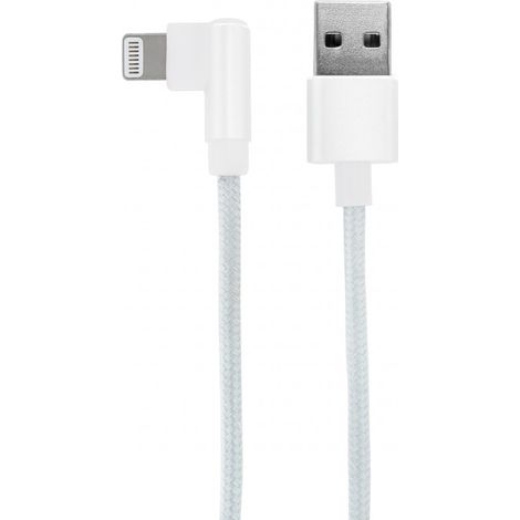 Câble MFI / USB-A coudé nylon pour iPhone iPad 1 m - blanc (1/4)
