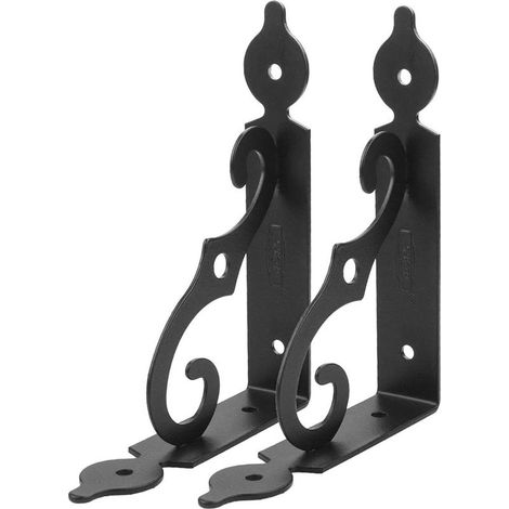 2 PCS Supports d'Étagère Triangulaires Équerre de Fixation pour Étagère Noir Équerre pour Étagere Murale en Fer Supports Équerre d’Etagère Robustes Equerre pour Tablette Murale, 140 110mm-Fei Yu (1/5)