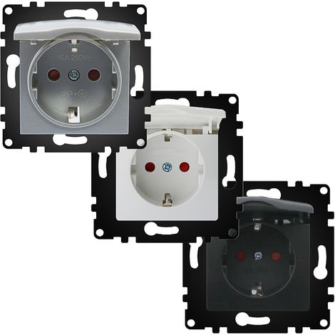 Prise de type Schuko avec couvercle - PJ Noir - Ledme - PJ-18-B (1/5)