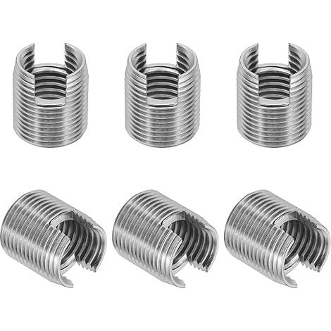 Insert Fileté Auto-Taraudeurs, 6 Pcs M16 x M20 x 22mm Acier Inoxydable 303 Filetage Adaptateur Réducteur Vis à Fente Inserts de Réparation Écrous Manchon (1/5)