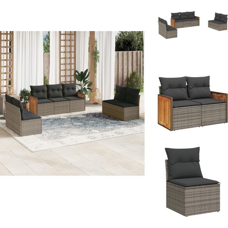 Salon de jardin avec coussins 7 pcs gris résine tressée - Ensemble Salon De Jardin - Meuble Extérieur - Mobilier De Jardin - Salon De Jardin Design - Set De Salon De Jardin (1/5)